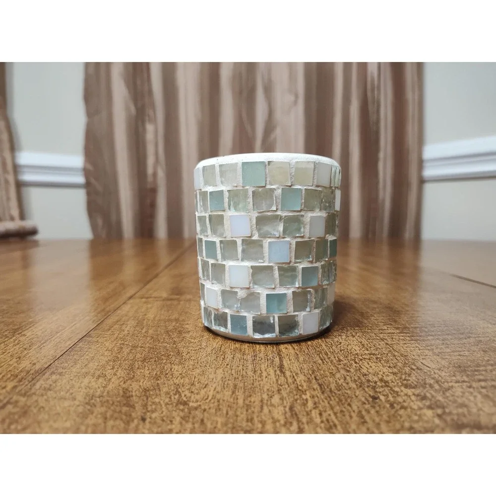 Handmade Seaside Scented Candle 7 oz Mosaic Glass Jar Ocean Breeze Votive